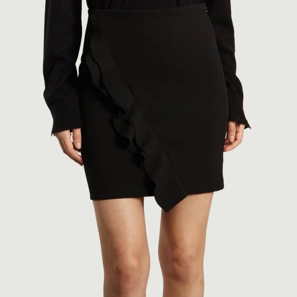 IRO Paris Jipy Black Ruffled Mini Skirt Size‎ XS 34 FR